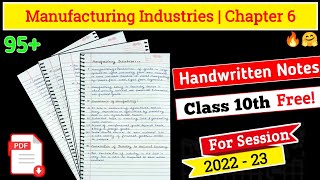 Manufacturing industries class 10 geography notes  Geography chapter 6 notes with PDF [upl. by Alra]