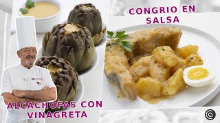 ALCACHOFAS con vinagreta  CONGRIO en SALSA de azafrán  Cocina Abierta de Karlos Arguiñano [upl. by Kramer459]