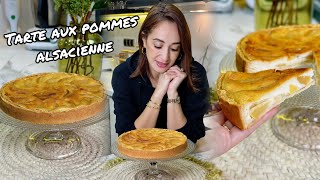 Tarte aux pommes alsacienne 🍎 طارط بالتفاح و كريمة مثل الفلان لي كتجي فريدة من نوعها [upl. by Kaltman]