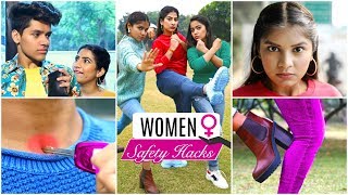 9 Women SAFETY amp SELF DEFENCE Hacks   LifeSavingHacks Fun Anaysa [upl. by Brazee]