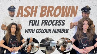 Ash brown hair colour  look and learn how we achieve this masterpiece [upl. by Atiuqnahs]