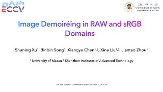 ECCV2024 Image Demoireing in RAW and sRGB domains [upl. by Ellirpa801]