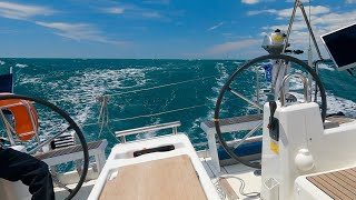 Sailing in Force 7 Mistral wind to Marseille Beneteau Oceanis 381 ORZU Sailing [upl. by Yrellav609]