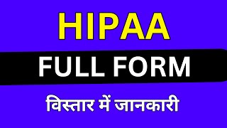 HIPAA full form in Medical [upl. by Neehsuan]