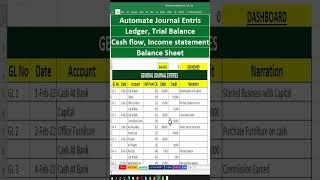 how to automate general Journal Entries Ledger trial Balance Income statement Balance sheet excel [upl. by Ticknor780]