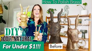 HOW TO POLISH BRASS 100 NATURAL  Two Ways To Polish Vintage Brass  Budget Friendly DIY Tutorial [upl. by Wills]