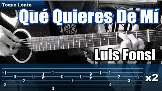 Como tocar QUE QUIERES DE MI de Luis Fonsi en Guitarra  Tutorial Facil y Rapido con Demo [upl. by Netsua481]