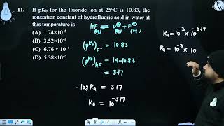 If pKb for the fluoride ion at 25ampdegC is 1083 the ionization constant of hydrofluoric acid i [upl. by Leirud]