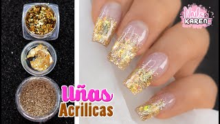 UÑAS de ACRILICO TONOS DORADO  Tamaño Corto [upl. by Risley557]