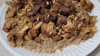 طريقة تحضير مقلوبة الارنبيط الزهرة بلحم الغنم The Best Cauliflower Makloubeh with lamb Recipe [upl. by Rowena316]