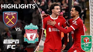 🚨 ONTO THE SEMIS 🚨 West Ham vs Liverpool  Carabao Cup Highlights  ESPN FC [upl. by Bonns]