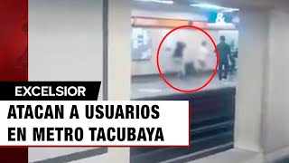 Momento exacto del ataque a usuarios en Metro Tacubaya CDMX [upl. by Locke]