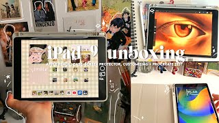 📸 iPad 9 unboxing  Apple Pencil paper like screen customizing  procreate test [upl. by Synn]