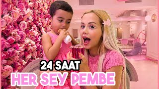 24 SAAT HER ŞEY TEK RENK PEMBE Pembe Hamburger Pembe Makarna herşeypembe [upl. by Edora98]