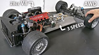 Making a 15 AWD V8 RC Car w MANUAL Gearbox  Engine amp Transmission Installation [upl. by Mommy]