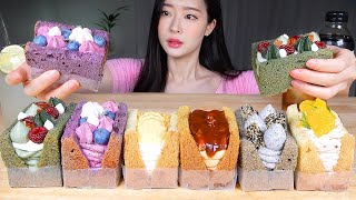 요즘 핫한 폭신촉촉 쉬폰산도 케이크 🍰 6가지 쉬폰산도 디저트 먹방 ASMR MUKBANG  Pillowy Soft And Fluffy Chiffon Sando Cakes ★ [upl. by Munson622]