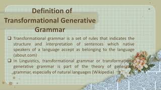 Transformational Generative Grammar [upl. by Darum]