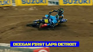 Haiden Deegan RAW first laps at Detroit  Supercross 2024 [upl. by Donelson906]