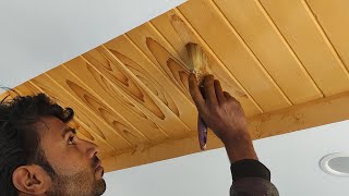 Wood graining on bedroom POP ceiling with oil paint Easy graining DIY artq artQ [upl. by Aliekahs]