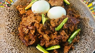 Ethiopian Food  Injera firfir with doro wet  እንጀራ ፍርፍር በዶሮ ወጥ ✅ [upl. by La559]