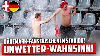 UnwetterWahnsinn DänemarkFans duschen im BVBStadion Deutschland  Dänemark unterbrochen [upl. by Ancel]