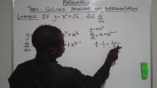 MathematicsSolved problem on differentiation involving sum Jamb Question [upl. by Eittel]