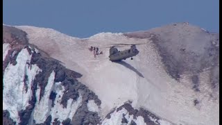 Chinook helicopter makes daring rescue on Mt Hood [upl. by Ahsekyw]