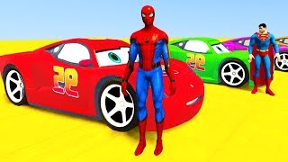 Colors for Children to Learn with McQueen Tow Vehicles 3D Spiderman for Kids amp Superhero Cars [upl. by Aehs694]