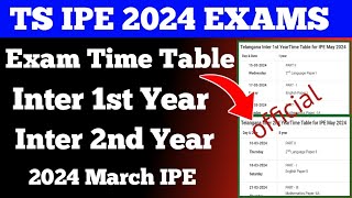 Ts Inter exams time table 2024 1st year amp 2nd year Expected time table [upl. by Cesaria]