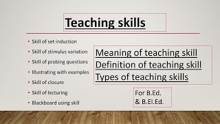 Teaching skills for BEd amp BElEd in English with hindi explanation [upl. by Aenet]