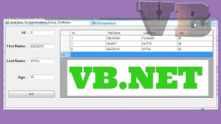 VBNET  How To Add A Row To DataGridView From TextBox In VBNET  With Source Code [upl. by Zonda]