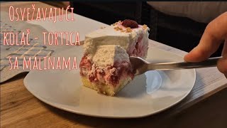 OSVEZAVAJUCI DEZERT SA MALINOM 🍰🍰🍰  KOLAC  TORTICA  OD SAMO PAR SASTOJAKA  BRZA PRIPREMA 🥰🥰🥰 [upl. by Kenney]