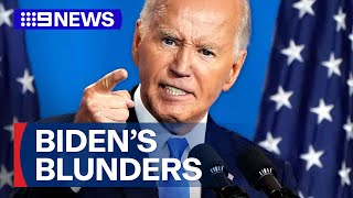 Biden makes embarrassing blunders in crucial media appearance  9 News Australia [upl. by Tibbetts729]