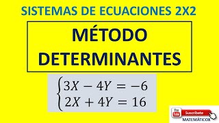 340 SISTEMA 2X2 MÉTODO DETERMINANTE [upl. by Dazhahs914]