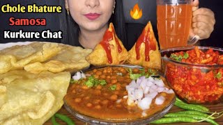 INDIAN STREET FOOD EATING ASMR  CHOLE BHATURE  CHOLE SAMOSA  KURKURE CHAAT  MUKBANG [upl. by Scrivenor]