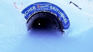 Ski Tunnel Sölden 3240m Rettenbach Glacier to Tiefenbach Glacier Лыжный тунель в Зельдене [upl. by Huskamp]