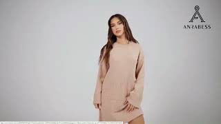 Sweater Dresses for Women 2024 Fall Casual Long Sleeve Crewneck Oversized Loose Knee Length Dress [upl. by Tenay]