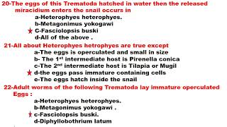 MCQs intestinal Trematoda amp Cestoda Dr khaled habib [upl. by Littell544]