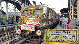 TELANGANA SuperFast Expres 46th Birthday  KING of SCR Lovely Departure at Kazipet  Indian Railways [upl. by Amorette]