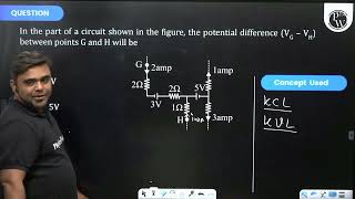 In the part of a circuit shown in the figure the potential difference VGVH between points [upl. by Ranip129]