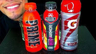 GATORADE VS PRIME VS BODY ARMOR CHALLENGE  DRINKING SOUNDS NO TALKING REVIEW MUKBAN ASMR JERRY [upl. by Eehc403]