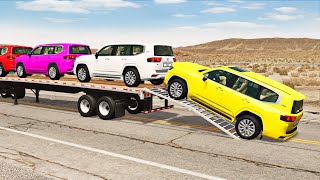 Flatbed Truck Mcqueen  Transportation with Truck  Pothole vs Car 186  BeamNGDrive [upl. by Amethyst756]