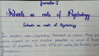 School as roots of Psychology 1st sem APSY111 Unit 1PU Hand written Psychology BS english [upl. by Melody]