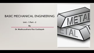 Basic Mechanical Engineering  JNTUA BTech R23  Unit  1 Part  2  Mechanical Properties  Metals [upl. by Shay]