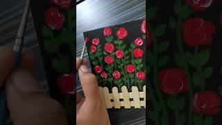 🌹Blooming Roses Behind the Wooden Fence  Acrylic Painting Tutorial🖼️trendingshortsytshortsviral [upl. by Ennovi]