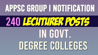 APPSC Govt Degree College Lecturer Posts Notification  APPSC 2024 [upl. by Otrebtuc]