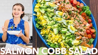 Healthy Cobb Seafood Salmon Salad with Easy Salad Dressing [upl. by Izogn]