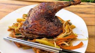 Asiatische Road Kill Duck mit Wok Gemüse Wer asiatisches Essen mag sollte eine Ente mal so machen [upl. by Winonah]