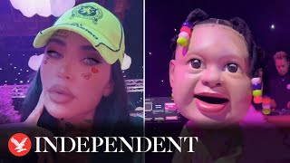 Kim Kardashian shares glimpse inside Stormi and Aires fairground birthday party [upl. by Llehcnom]