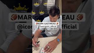 🏈MARK GASTINEAU is a man of few words🏈signs last QB SACK ticket [upl. by Aiuoqes]